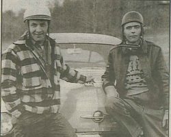 Lloyd Moore and Bill Rexford, NASCAR drivers,
1950. Lloyd Moore and Bill Rexford, NASCAR drivers, 1950.