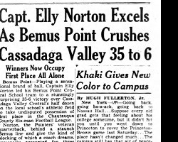 Capt. Elly Norton Excels As Bemus Point Crushes Cassadaga Valley 35 to 6. October 26, 1942. Capt. Elly Norton Excels As Bemus Point Crushes Cassadaga Valley 35 to 6. October 26, 1942.