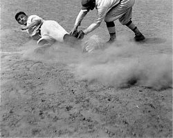 Play at third base, Celoron Park. Play at third base, Celoron Park.