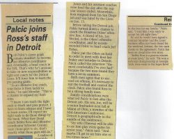 Palcic joins Ross's staff in Detroit. <em>Observer</em> (Dunkirk), 1997. Palcic joins Ross's staff in Detroit. 1997.