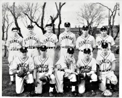 Oswego High School baseball, 1946. Patrick Damore on far right in back row. Oswego High School baseball, 1946. Patrick Damore on far right in back row.