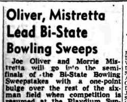 Oliver, Mistrett Lead Bi-State Bowling Sweeps. <em>Post- Journal</em> (Jamestown), January 11, 1949. Oliver, Mistrett Lead Bi-State Bowling Sweeps. <em>Post- Journal</em> (Jamestown), January 11, 1949.
