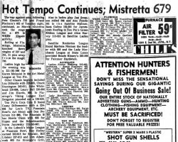 Hot Temp Continues; Mistretta 679. <em>Post- Journal</em> (Jamestown), October 15, 1964. Hot Temp Continues; Mistretta 679. October 15, 1964.