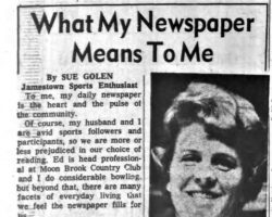 What My Newspaper Means To Me. <em>Post-Journal</em> (Jamestown), October 15, 1964. What My Newspaper Means To Me. October 15, 1964.