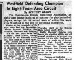 Westfield Defending Champion In Eight-Team Area Circuit. <em>Post-Journal</em> (Jamestown), December 7, 1953. P-J-12-7-53-Calarco