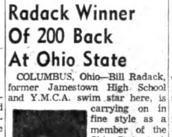 Radack Winner Of 200 Back At Ohio State. <em>Post-Journal</em> (Jamestown), February 28, 1959. Radack Winner Of 200 Back At Ohio State. February 28, 1959.