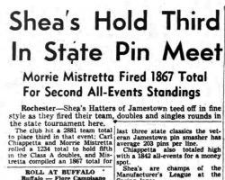 Shea's Hold Third In State Pin Meet. <em>Post- Journal</em> (Jamestown), April 22, 1946. Shea's Hold Third In State Pin Meet. April 22, 1946.