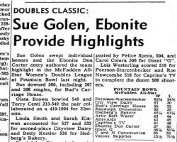Sue Golen, Ebonite Provide Highlights. <em>Post-Journal</em> (Jamestown), April 5, 1966. Sue Golen, Ebonite Provide Highlights. April 5, 1966.