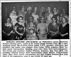 Bowling Officers And Guests. <em>Post-Journal</em> (Jamestown), May 22, 1958. Bowling Officers And Guests. May 22, 1958.