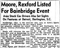 Moore, Rexford Listed For Bainbridge Event. <em>Post-Journal</em> (Jamestown), July 3, 1951. Moore, Rexford Listed For Bainbridge Event. July 3, 1951.