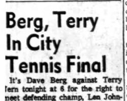 Berg, Terry In City Tennis Final. <em>Post-Journal</em> (Jamestown), August 23, 1963. Berg, Terry In City Tennis Final. 8-23-63
