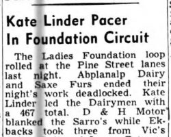 Kate Linder Pacer In Foundation Circuit. <em>Post-Journal</em> (Jamestown), September 24, 1948. Kate Linder Pacer In Foundation Circuit. September 24, 1948