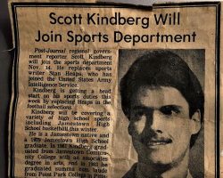 Scott Kindberg Will Join Sports Department. <em>Post-Journal</em> (Jamestown), November 1983. Scott Kindberg Will Join Sports Department. November 1983.