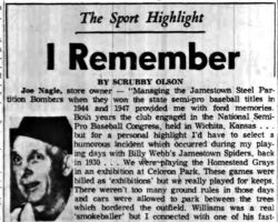 The Sport Highlight I Remember. <em>Post-Journal</em> (Jamestown), August 2, 1961. The Sport Highlight I Remember. August 2, 1961.