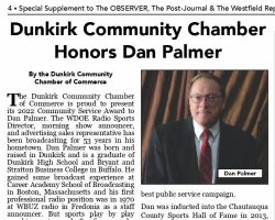 Dunkirk Community Chamber Honors Dan Palmer. <em>Post-Journal</em> (Jamestown), September 15, 2022. Dunkirk Community Chamber Honors Dan Palmer. September 15, 2022.