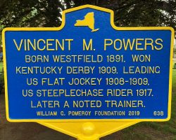 This Vincent Powers marker was unveiled In Westfield, NY in 2021. Vincent Powers marker.
