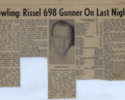Bowling: Rissel 698 Gunner On Last Night. <em>Post-Journal</em> (Jamestown), April 6, 1972. owling: Rissel 698 Gunner On Last Night. 1972