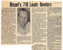 Rissel's 718 Leads Bowlers. <em>Post-Journal</em>(Jamestown), September 14, 1973. Rissel's 718 Leads Bowlers. 1973