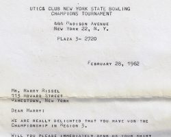 Letter to Harry Rissel, February 1962. Letter to Harry Rissel, February 1962.