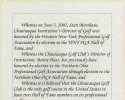 Congratulations from Chautauqua Institution. June 2002. 6/02