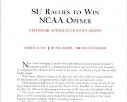 SU Rallies To Win NCAA Opener. March 13, 1957. From <em>Syracuse Basketball - A Century of Memories</em>. SU-3-13-57-1