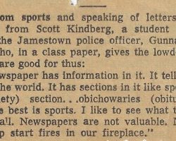 This appeared in Frank Hyde's column circa 1968 when Scott Kindberg was a 3rd grader at Fairmount Avenue School. 1968 when Scott Kindberg was a 3rd grader at Fairmount Avenue School.