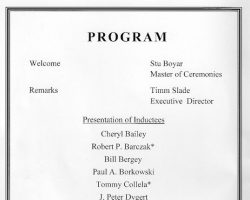 Program from the Section VI Hall of Fame Induction Dinner. December 6, 2019. Section 6 HOF program