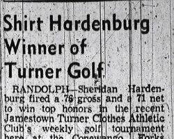 Shirt Hardenburg Winner of Turner Golf. <em>Post-Journal</em> (Jamestown), September 1, 1956. Shirt Hardenburg Winner of Turner Golf. September 1, 1956.
