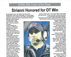 Sirianni Honored for OT Win. November 2011. Sirianni Honored for OT Win. November 2011.