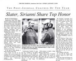 Slater, Sirianni Share Top Honor. <em>Post-Journal</em> (Jamestown), January 31, 2010. Slater, Sirianni Share Top Honor. January 31, 2010.