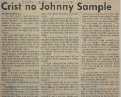 Crist no Johnny Sample. <em>States-Item</em> (New Orleans), October 1, 1976. Crist no Johnny Sample. October 1, 1976.