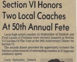 Section VI Honors Two Local Coaches At 50th Annual Fete. <em> Evening Observer </em>, (Dunkirk). June 14, 1980. Section VI Honors Two Local Coaches At 50th Annual Fete. June 14, 1980.