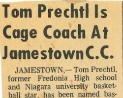 Tom Prechtl Is Cage Coach At Jamestown C.C. November 1968. Tom Prechtl Is Cage Coach At Jamestown C.C. November 1968.