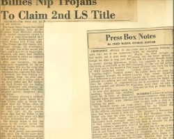 Billies Nip Trojans To Claim 2nd LS Title. Billies Nip Trojans To Claim 2nd LS Title.