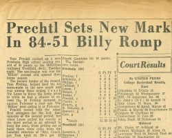 Prechtl Sets New Mark In 84-51 Billy Romp. Prechtl Sets New Mark In 84-51 Billy Romp.