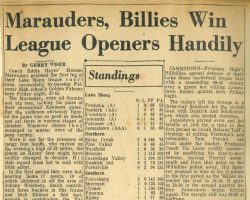 Marauders, Billies Win League Openers Handily. Marauders, Billies Win League Openers Handily.