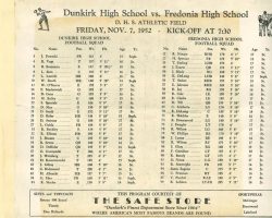 Dunkirk vs Fredonia high school football game program. November 7, 1952 Dunkirk vs Fredonia high school football game program. November 7, 1952.