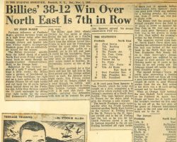 Billies' 38-12 Win Over North East Is 7th in Row. <em>Evening Observer</em> (Dunkirk), November 1, 1952. Billies' 38-12 Win Over North East Is 7th in Row. November 1, 1952.