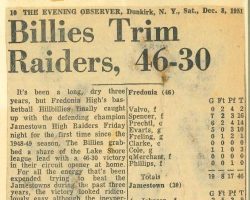 <em>Evening Observer</em> (Dunkirk), December 8, 1951. Billies Trim Raiders, 46-30. December 8, 1951.