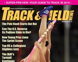 Track & Field cover, March 2016. Track & Field cover, March 2016.
