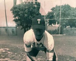 Ted Olsen playing ball at Lincoln Jr. High field across from the Armory circa 1948. Ted Olsen circa 1948.