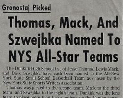 Thomas, Mack, And Szwejbka Named To NYS All-Star Teams. 1973. Thomas, Mack, And Szwejbka Named To NYS All-Star Teams. 1973.