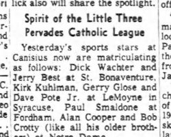 Spirit of the Little Three Pervades Catholic League. January 24, 1963. Spirit of the Little Three Pervades Catholic League. January 24, 1963.