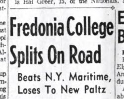 Fredonia College Splits On Road. January 8, 1962. Fredonia College Splits On Road. January 8, 1962.