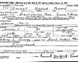 Vincent Powers WWII draft card. Vincent Powers WWII draft card.