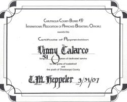 I.A.A.B.O. certificate of appreciation, 2007. I.A.A.B.O. certificate of appreciation, 2007.