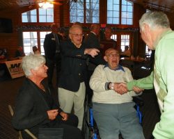 Vinnie Calarco greets Roger MacTavish. Vinnie Calarco greets Roger MacTavish.