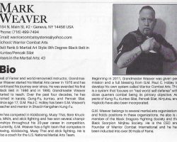 Mark Weaver's biography in <em>Action Martial Arts Magazine Who's Who</em>. Mark Weaver's biography in <em>Action Martial Arts Magazine Who's Who</em>.