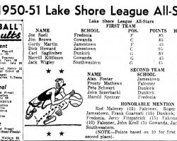 The 1950-51 Lake Shore League All-Stars. <em>Post-Journal</em> (Jamestown), March 17, 1951. The 1950-51 Lake Shore League All-Stars. March 17, 1951.