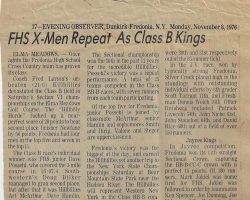 FHS X-Men Repeat As Class B Kings. <em>Evening Observer</em> (Dunkirk-Fredonia), November 8, 1976. FHS X-Men Repeat As Class B Kings. November 8, 1976.